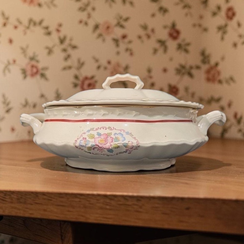 Crooksville China Soup‎ Tureen #645, Vintage Lidded Serving Bowl, Vegetable Dish